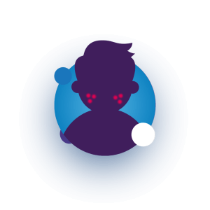 Profil af en mand med røde mærker i ansigtet